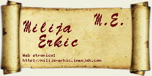 Milija Erkić vizit kartica